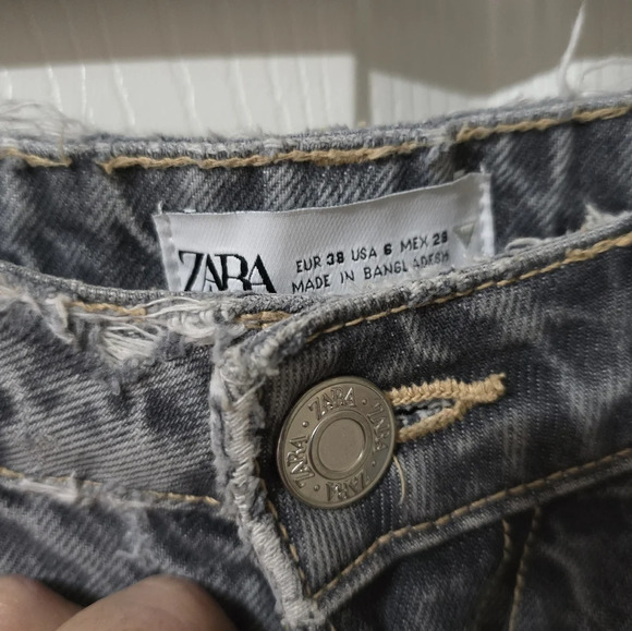 ZARA Gray Stonewash High Rise Straight Leg Jeans, Relaxed Fit, Ankle Length, EUC - Picture 11 of 14